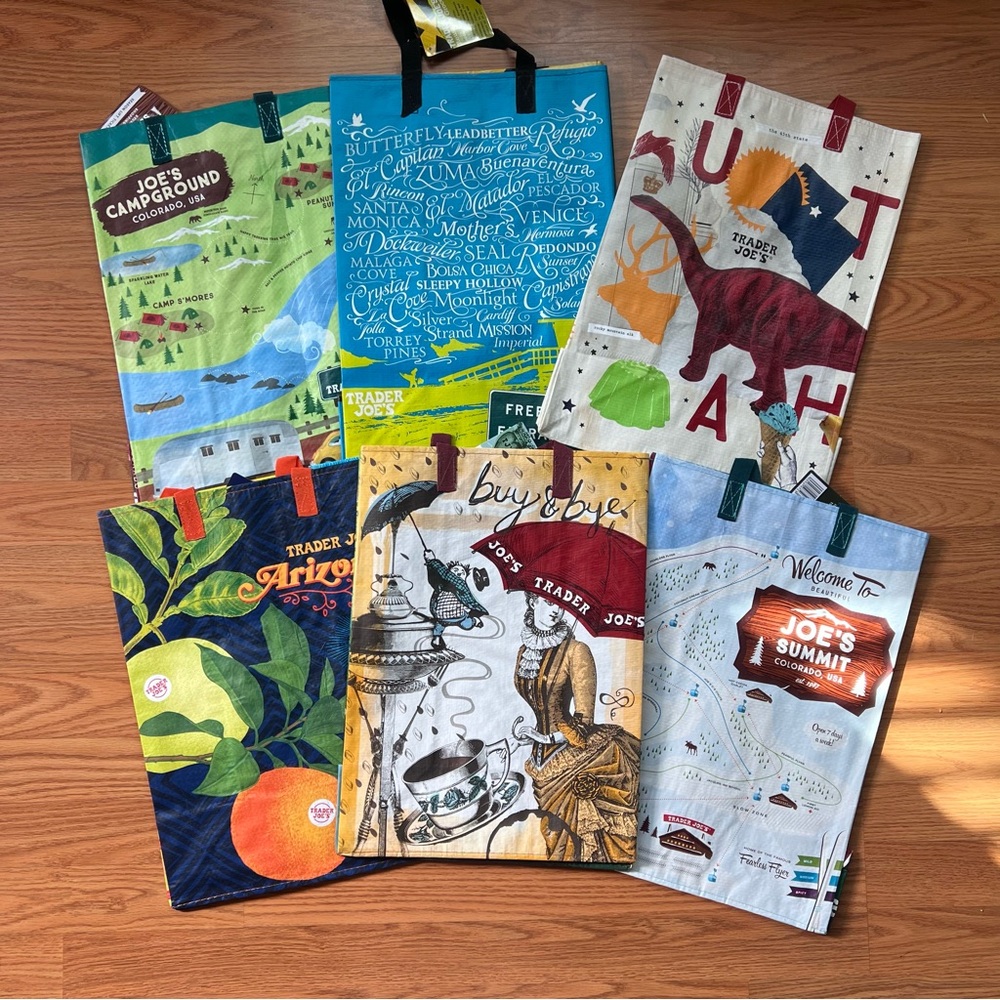6 New Trader Joe’s State City Shopping Bags Gift Reusable Bundle - Picture 2 of 7